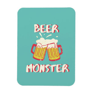 Beer Monster Magnet with Aquamarine background