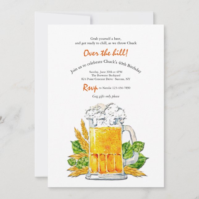 Beer Mug Birthday Party Invitation (Front)