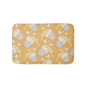 Beer Mug Cartoon: Vintage Seamless. Bath Mat