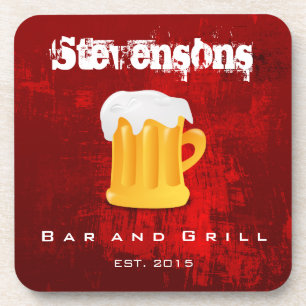 Beer Mug on Dark red Grunge Background Coaster