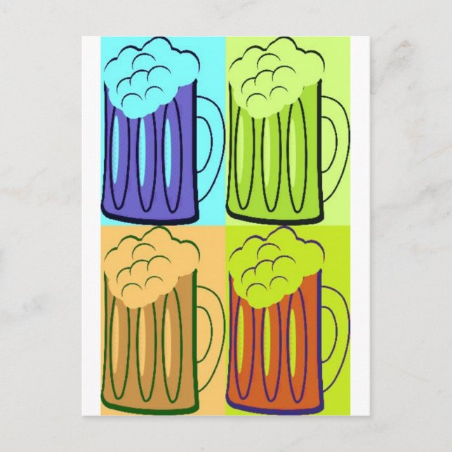 Beer Mug Pop Art Postcard (Front)
