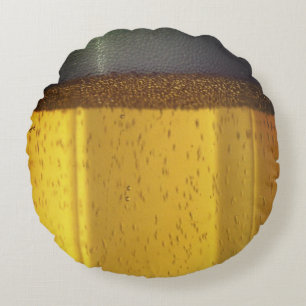 Beer Mug with Bubbles and Foam Round Pillow