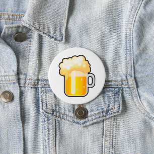 Beer Mug with Frothy Foam 3 Inch Round Button