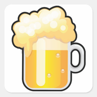 Beer Mug with Frothy Foam Square Sticker