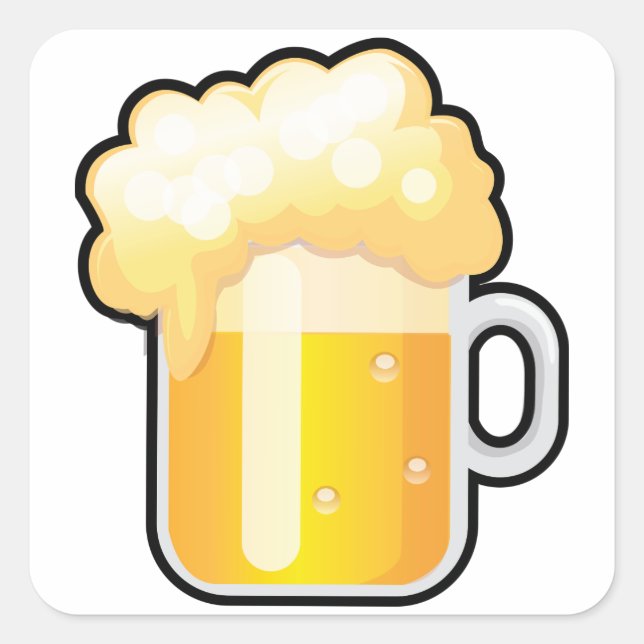 Beer Mug with Frothy Foam Square Sticker (Front)