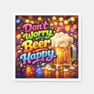 Beer Mug With Neon Rainbow Quote Napkin