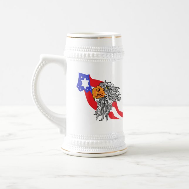 Beer Mugs : Bald Eagle with the U.S.A. Flag  (Left)