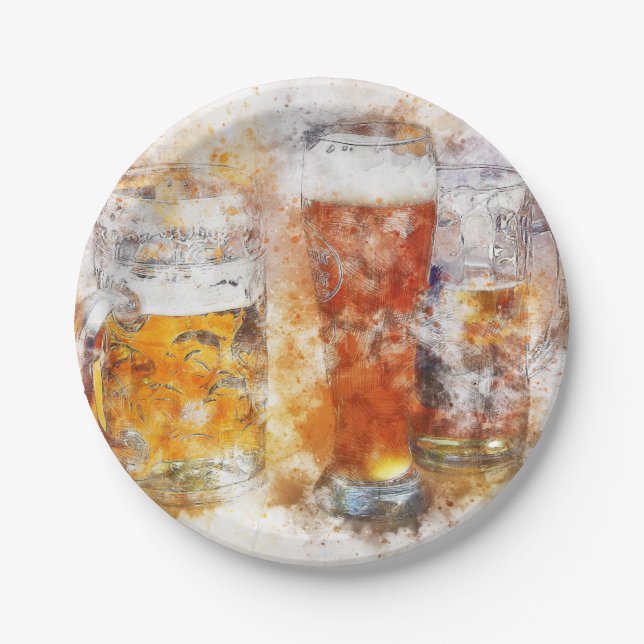 Beer Mugs Paper Plate (Front)