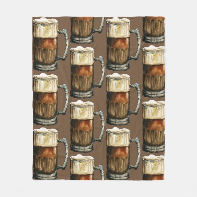 Beer Mugs Pattern Fleece Blanket (Front)