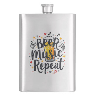 Beer Music Repeat Hip Flask