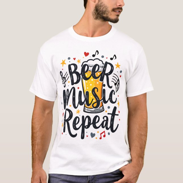 Beer Music Repeat T-Shirt (Front)