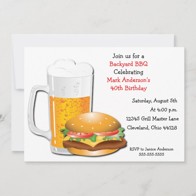 Beer N Cheese Burger Invitation (Front)