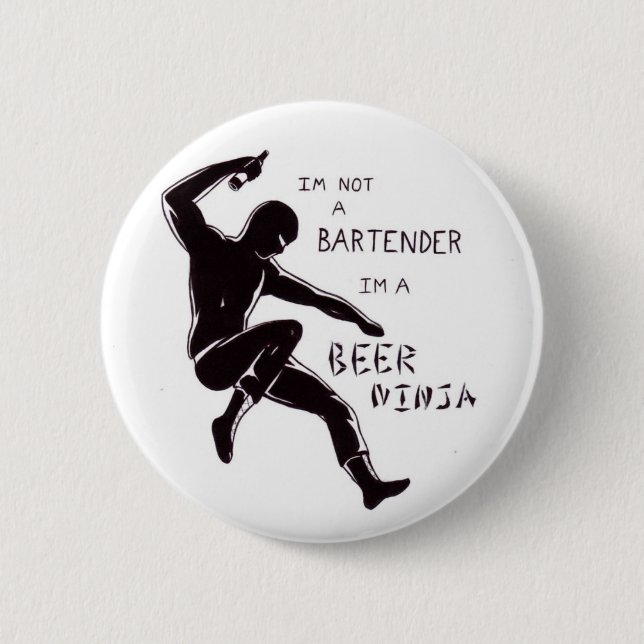 beer ninja 2 inch round button (Front)