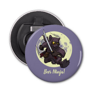 Beer Ninja Black Cat Flying Kick Swords Cartoon Bottle Opener