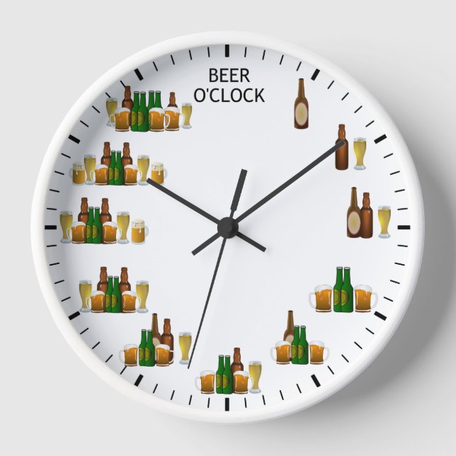 Beer O'clock Drôle Amateurs de bière Horloge (Recto)