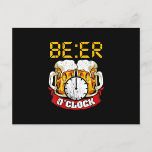 Beer O'clock Funny Drinking Adult Humour Announcement Postcard