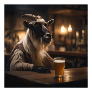 Beer Oclock Goat,  Photo Print