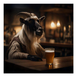 Beer Oclock Goat,  Poster