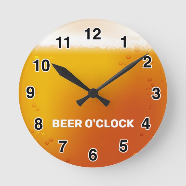 BEER O'CLOCK ROUND Wall Clock (Front)