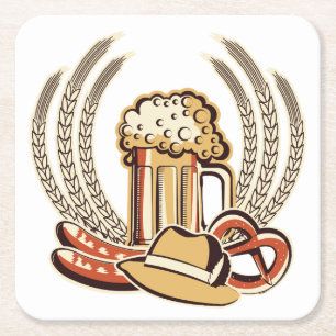 Beer Oktoberfest Graphic Square Paper Coaster