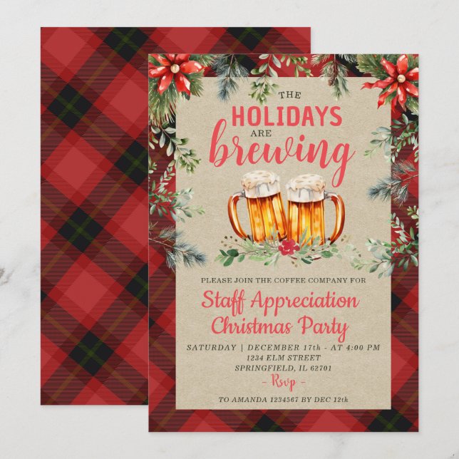 Beer Party Holiday Brewery Invitation  (Front/Back)