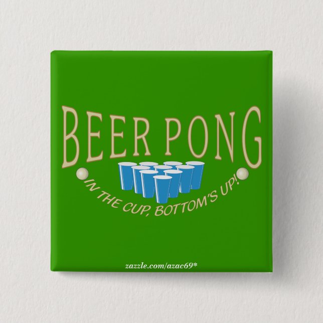 Beer Pong 2 Inch Square Button (Front)