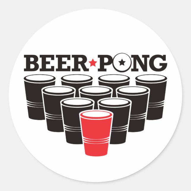 Beer Pong Basic - Red Classic Round Sticker (Front)