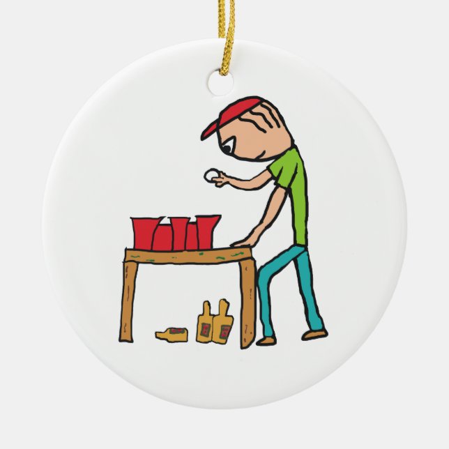 Beer Pong Ceramic Ornament (Front)