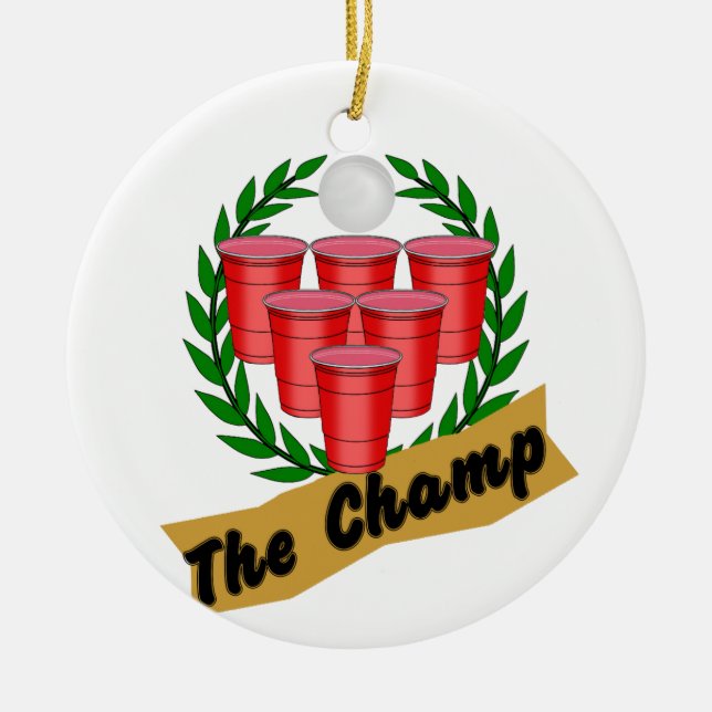 Beer Pong Champ Ceramic Ornament (Front)