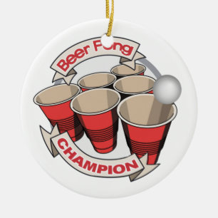 Beer Pong Champion award Ceramic Ornament
