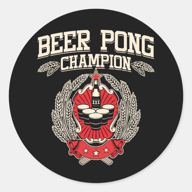 Beer Pong Champion Classic Round Sticker (Front)