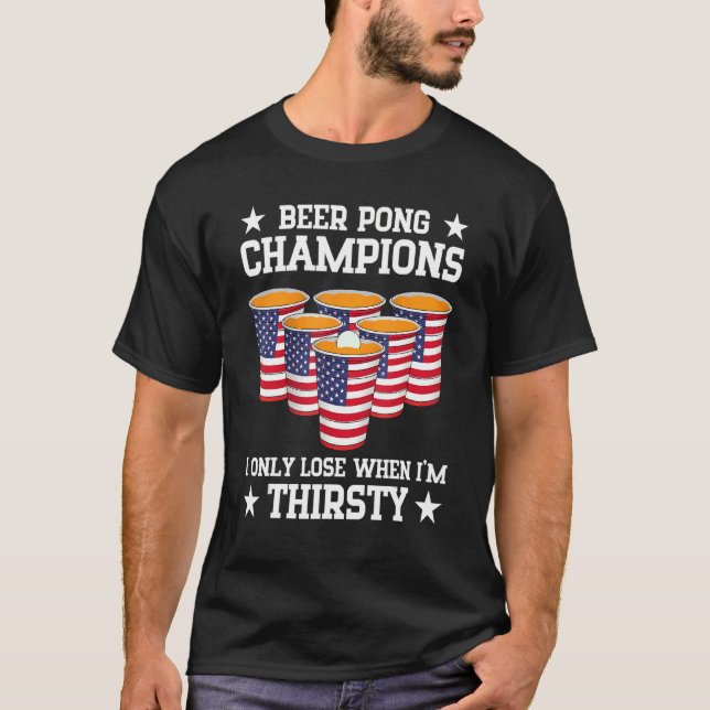 Beer Pong Champion Drink Beer Vintage T-Shirt (Front)