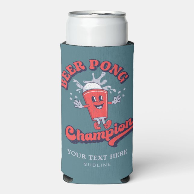 Beer Pong Champion Funny Drinking Game Seltzer Can Cooler (Seltzer Front)