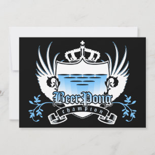 beer pong champion royal crest invitation