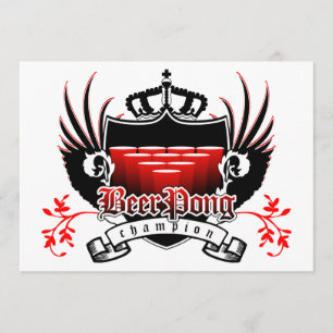 beer pong champion royal crest invitation