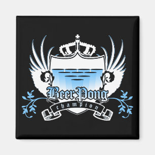 beer pong champion royal crest magnet