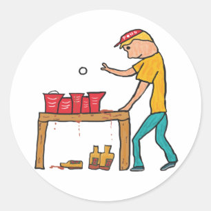 Beer Pong Classic Round Sticker