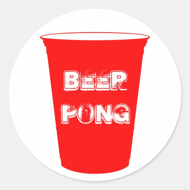 beer pong classic round sticker (Front)