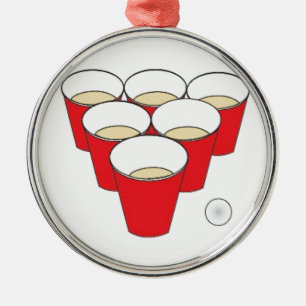 Beer Pong Cups Metal Ornament