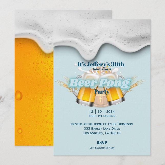 Beer pong Invitation (Front/Back)