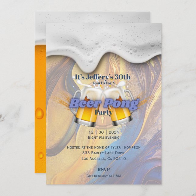 Beer pong Invitation (Front/Back)
