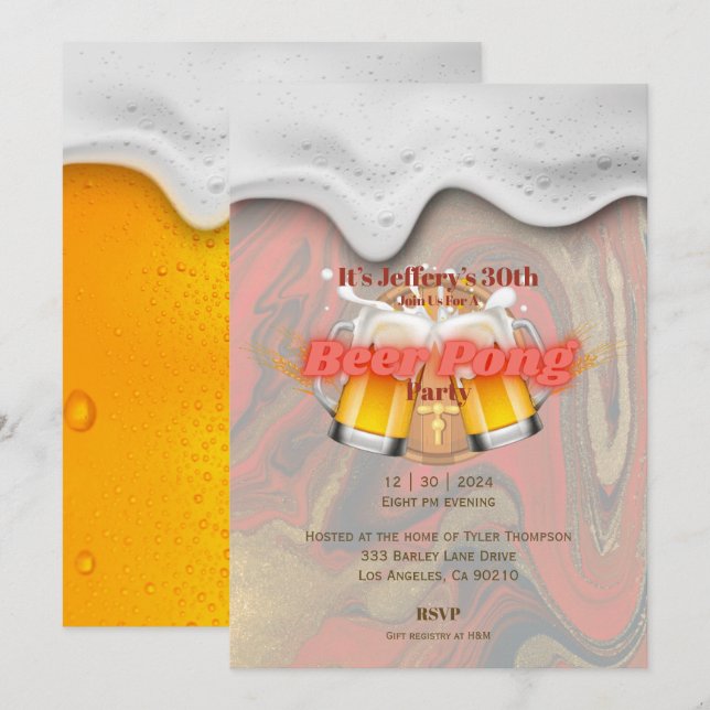 Beer pong party Invitation (Front/Back)