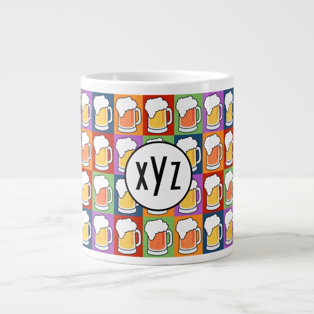 BEER Pop Art custom monogram mugs (Front)