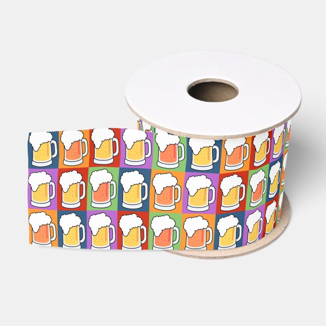 BEER Pop Art gift ribbon Grosgrain Ribbon (Spool)