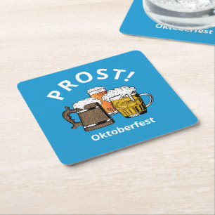 Beer Prost Oktoberfest Square Paper Coaster