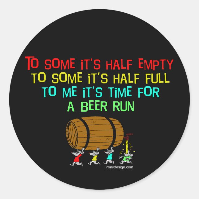 Beer Run Humour Classic Round Sticker (Front)