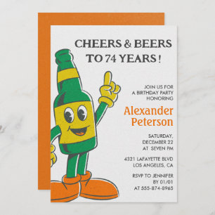 Beer Rustic Funny Men 74e anniversaire invitation