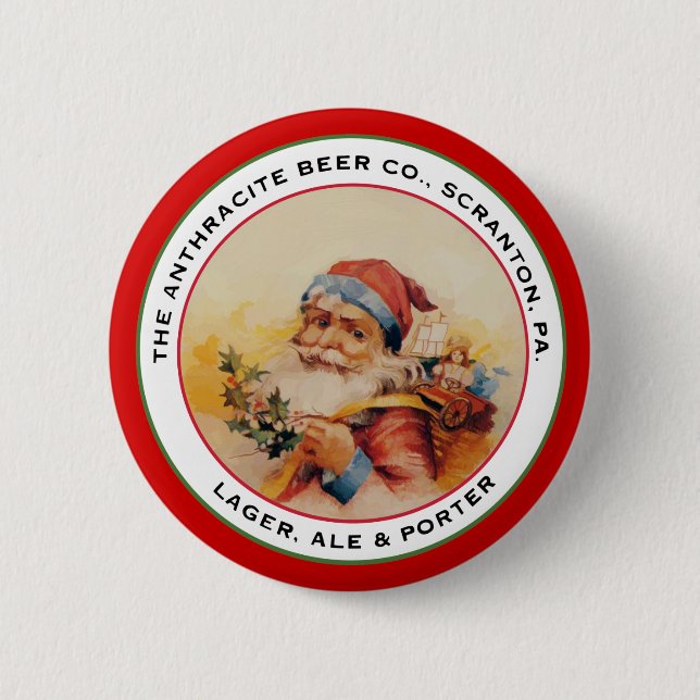 BEER SANTA 2 INCH ROUND BUTTON (Front)