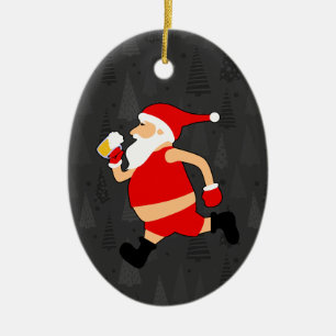 beer santa claus xmas ceramic ornament