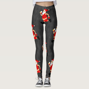 beer santa claus xmas leggings